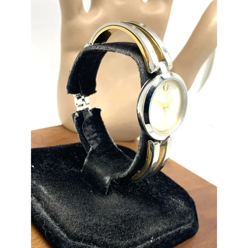 Movado Women's Watch 0607150 Aleena Swiss Quartz Petite 27mm Two Tone Bangle